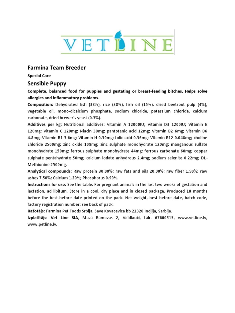Farmina Team Breeder Sensible Puppy EN | PDF