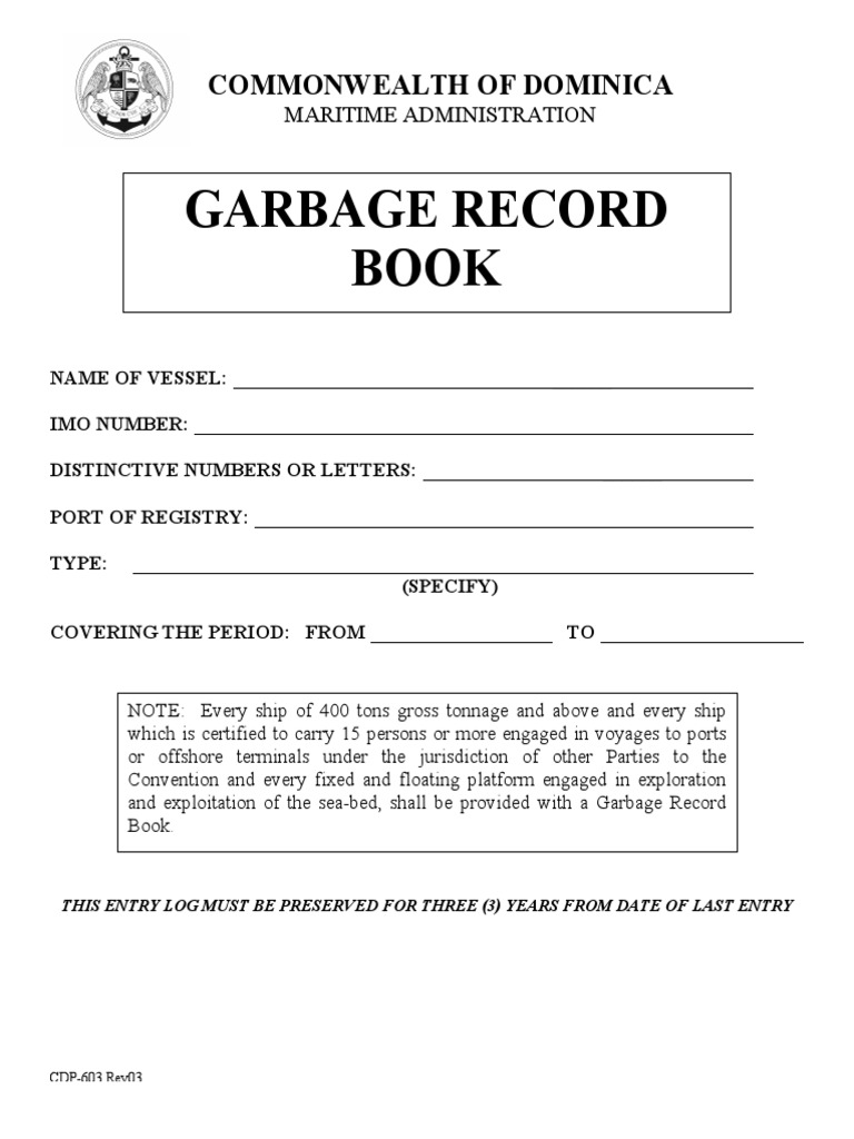 Garbage Record Book PDF