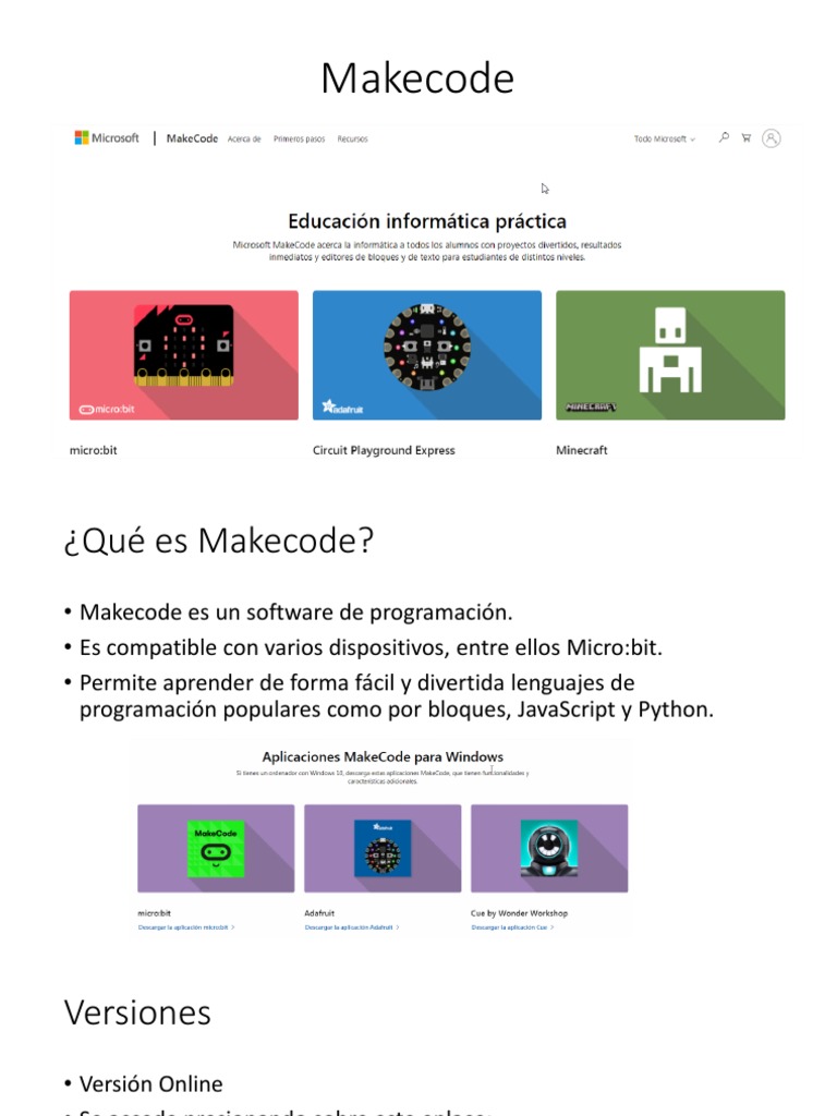 01 Makecode | PDF | Programación de computadoras | Archivo de computadora