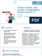 Texto Verbal, Não Verbal e Linguagem Mista (Parte 1) : 9º ANO Aula 8 - 2º Bimestre