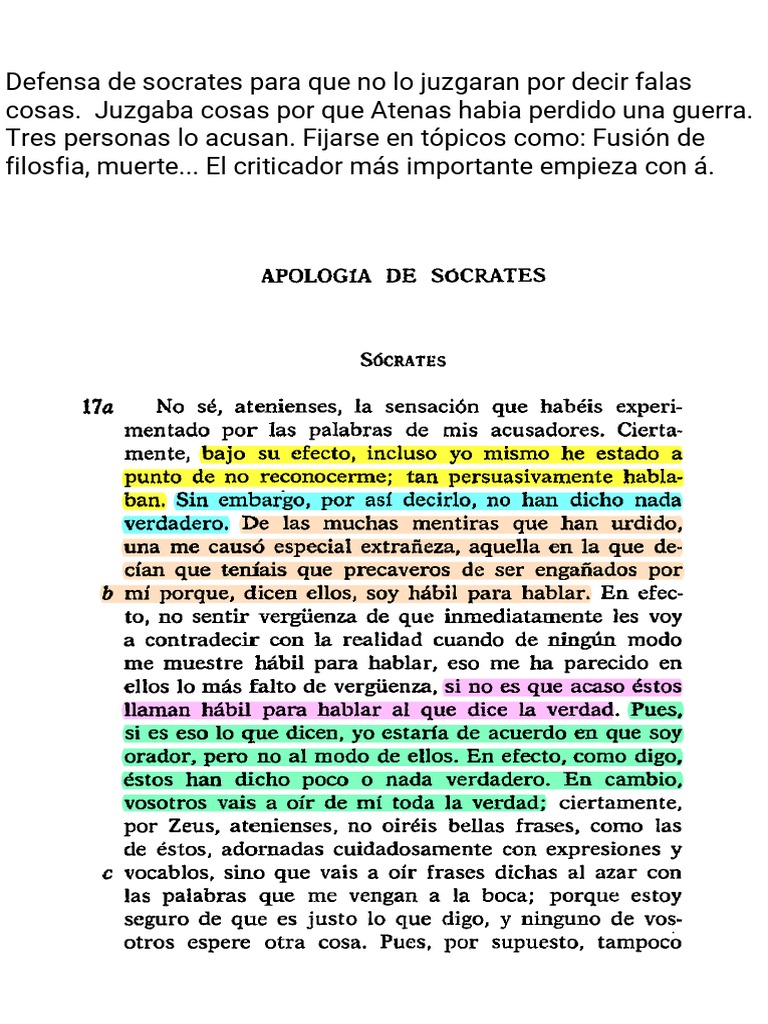 TEXTO FILOSOFIA | PDF | Disculpa (Platón) | Sócrates
