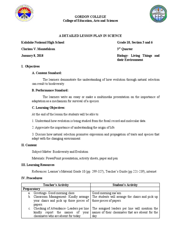 A Detailed Lesson Plan in Science | PDF | Science & Mathematics