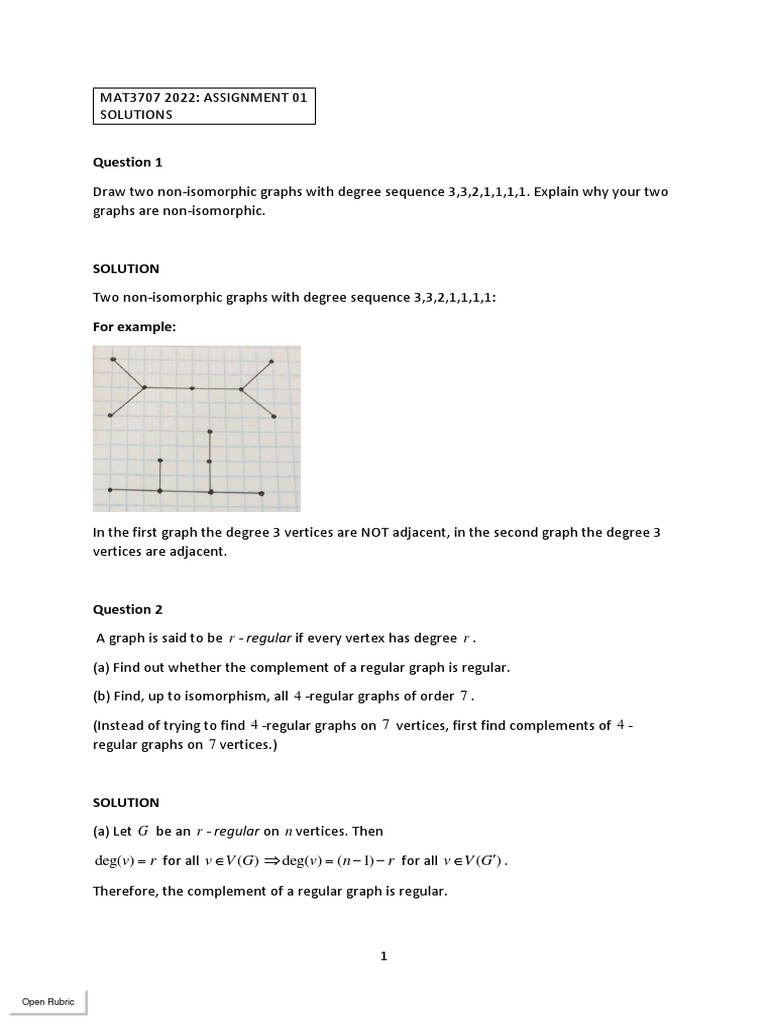 MAT3707 Graph Theory Solutions | PDF | Vertex (Graph Theory) | Graph Theory