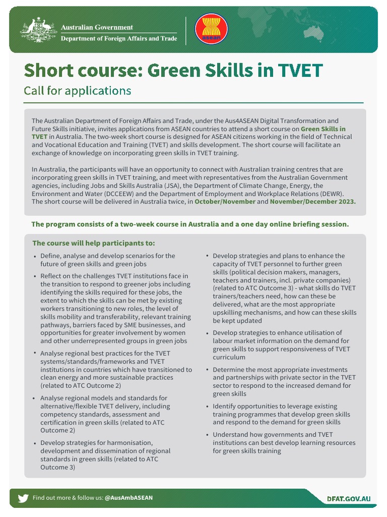 ASEAN SC - Green Skills in TVET | PDF | Learning
