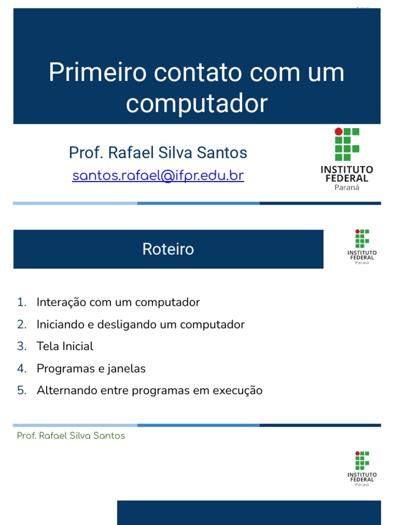 Primeiro Contato Com Um Computador | PDF | Janela (informática) | PCs ...