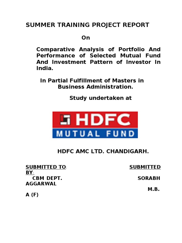 dissertation report mutual funds