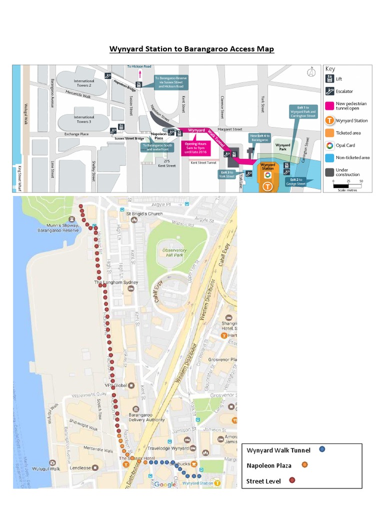 Wynyard Station To Barangaroo Access Map | PDF