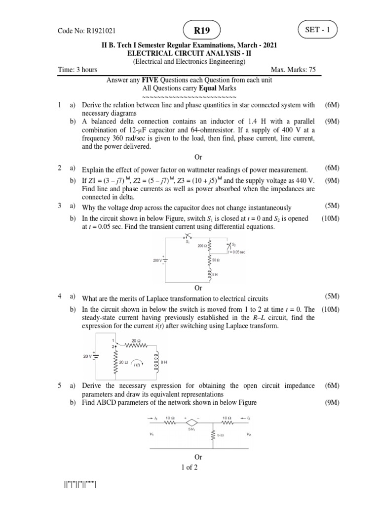 ELECTTRICAL CIRCUIT ANALYSIS II March 2021 PDF Electrical