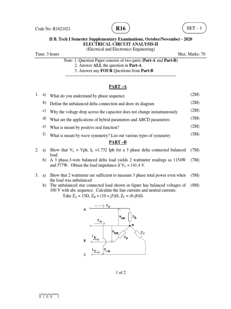 ELECTRICAL CIRCUIT ANALYSIS-II Oct-Nov 2020 Circuit Diagram