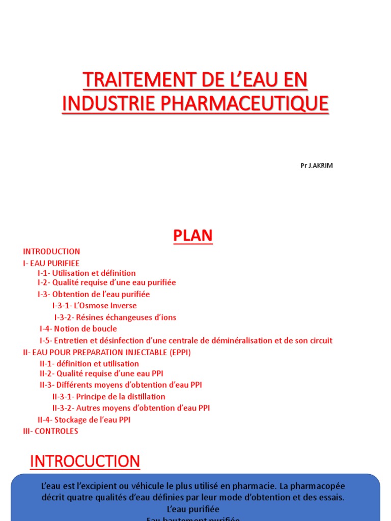 Traitement de L'eau en Industrie Pharmaceutique PDF, PDF, Osmose