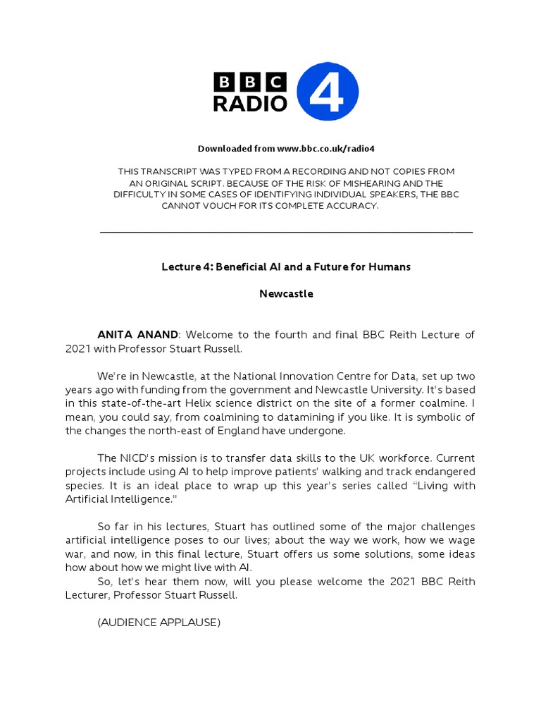 BBC Reith Lectures 2021 4 PDF Artificial Intelligence 