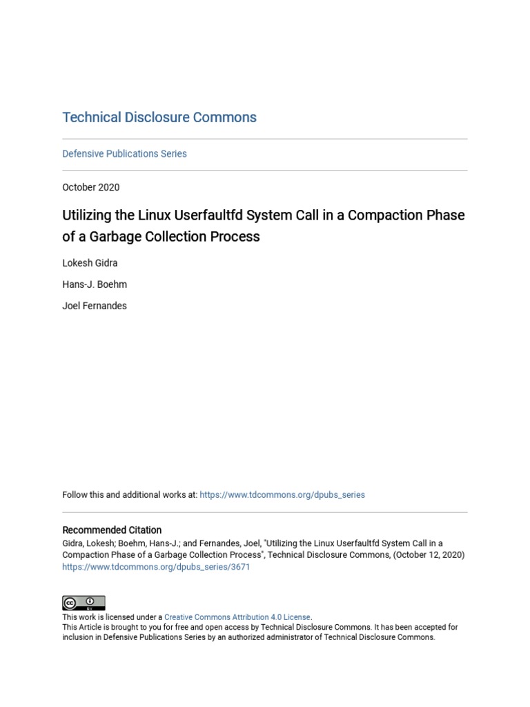 Utilizing the Linux Userfaultfd System Call in a Compaction Phase PDF