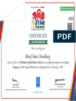 Bdmo2022 Regional Participation Certificate 2022