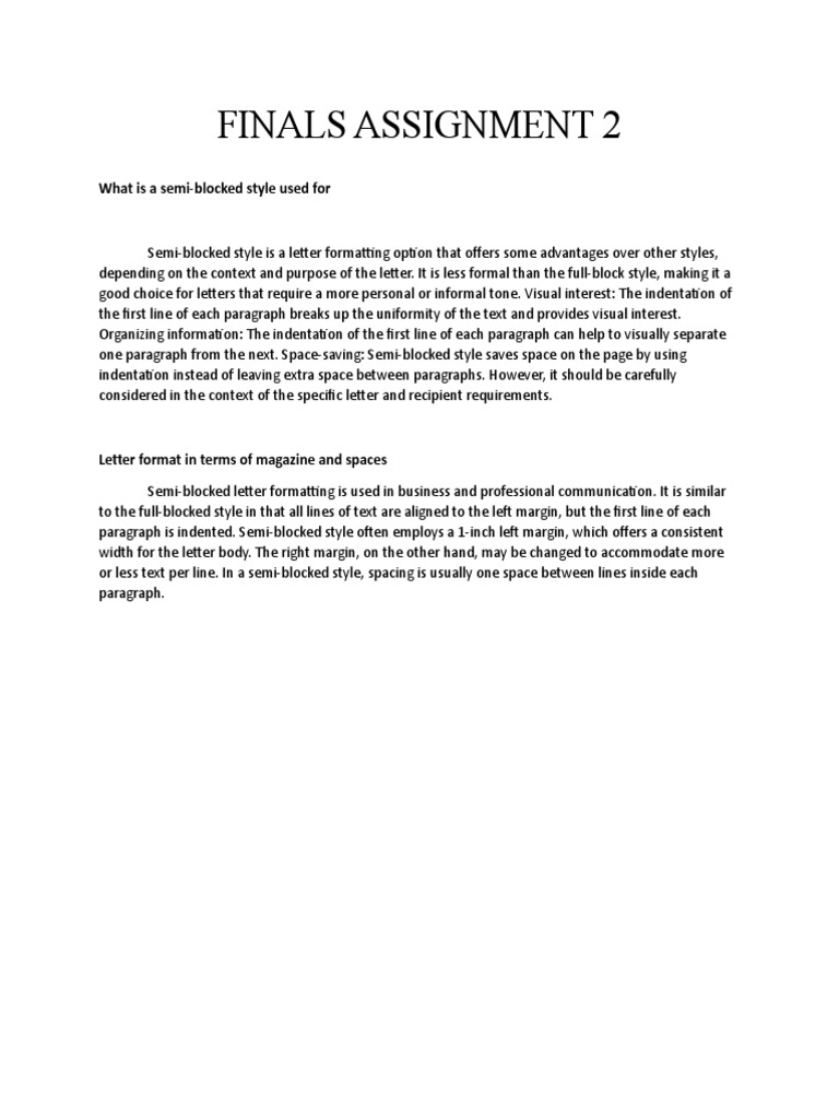 Finals Assignment 2 | PDF | Paragraph | Writing