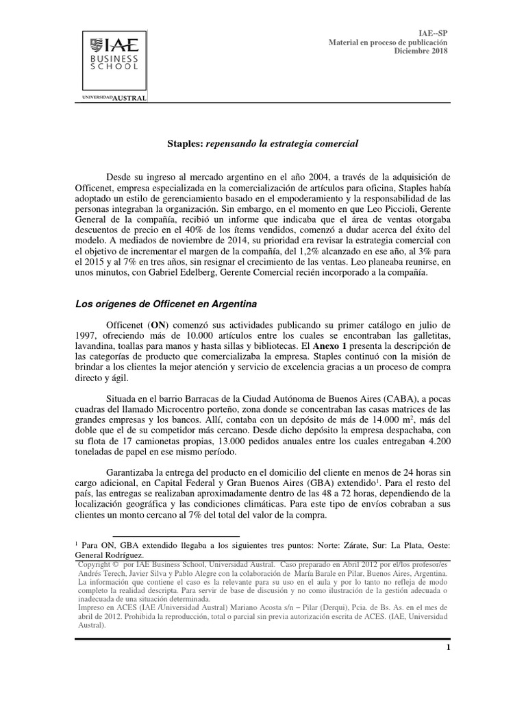 Staples - Repensando La Estrategia Comercial | PDF | Margen bruto ...