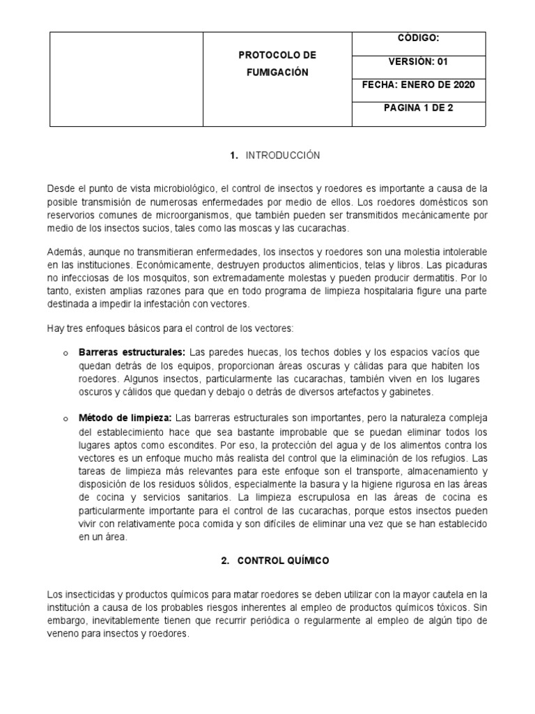 Protocolo de Fumigación y Control de Plagas | PDF | Pesticida | Insectos