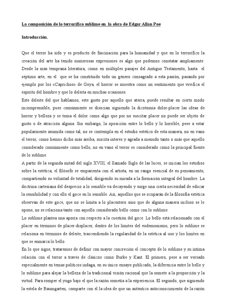 La Composición de Lo Terrorífico Sublime en La Obra de Edgar Allan Poe ...