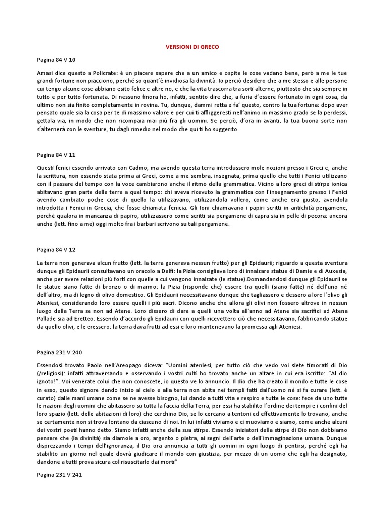 VERSIONI DI GRECO-compiti Delle Vacanze | PDF
