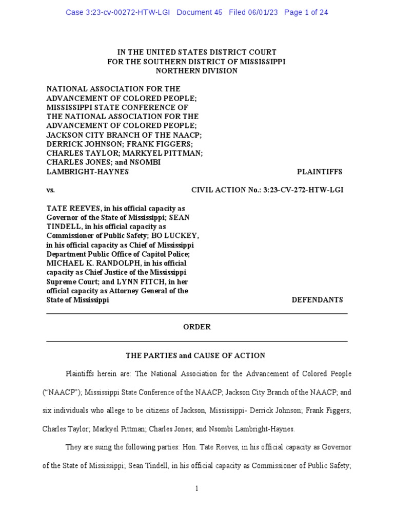 Order Dismissing Randolph - NAACP v. Reeves | PDF | Lawsuit | Judge