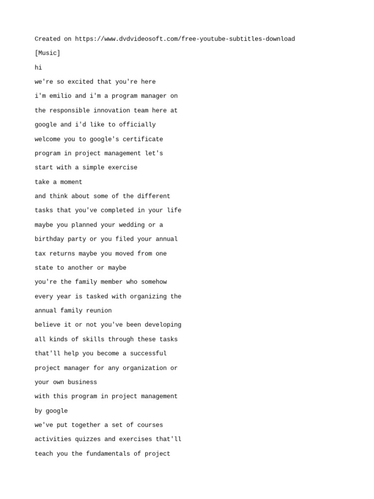 Subtitles | PDF | Project Management | Internship