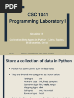 CSC1041 Session 10 Python Collection Data Types