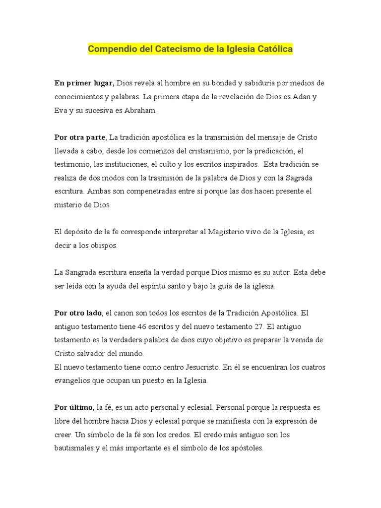 Compendio Del Catecismo de La Iglesia Católica | PDF