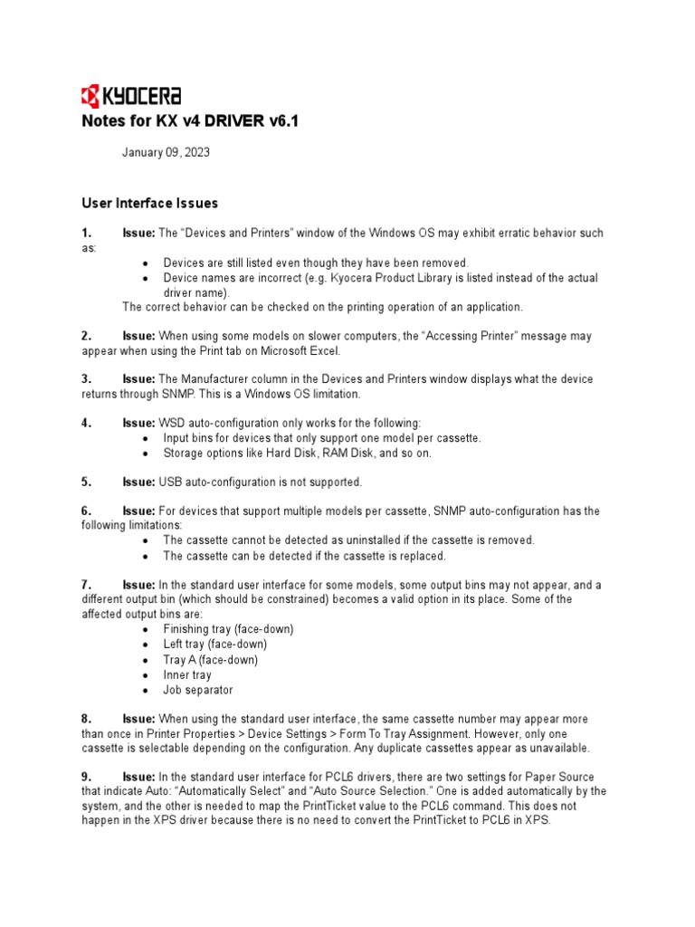 KX v4 Driver v6.1 User Issues Guide | PDF | Software Development ...