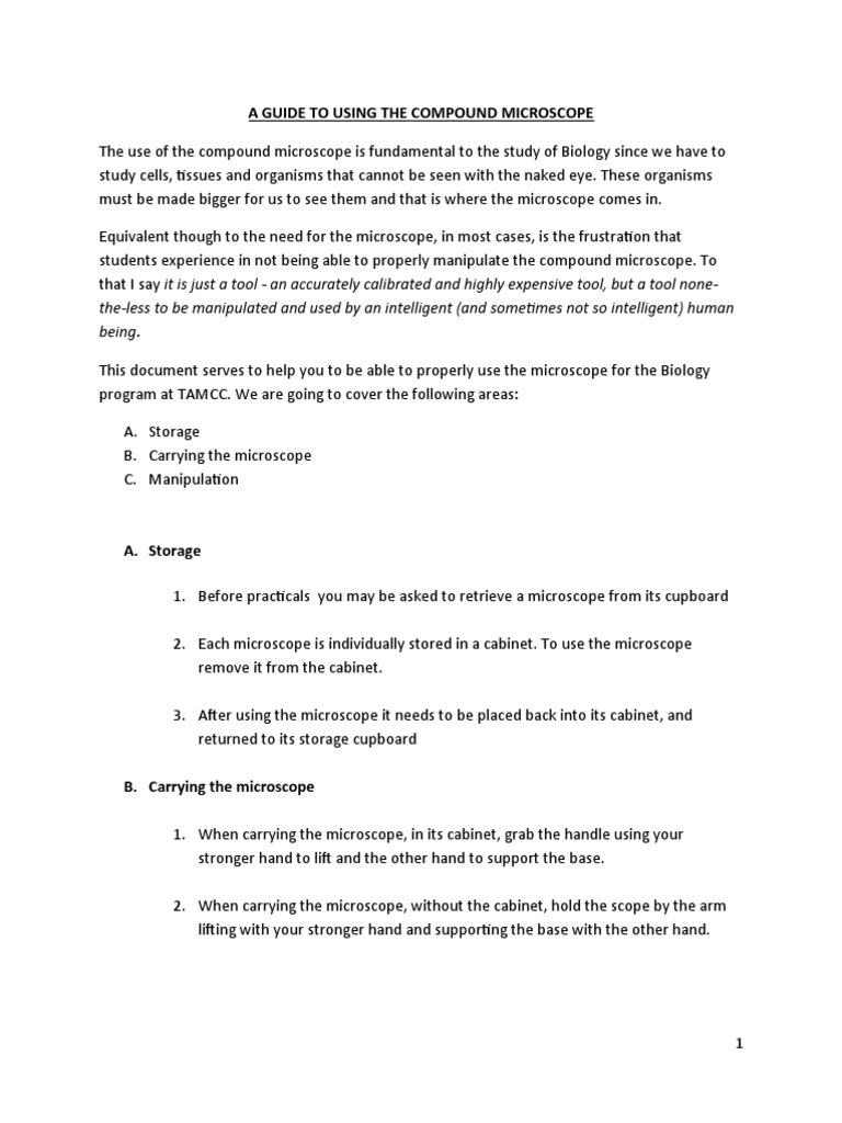 A Guide To Using The Compound Microscope | PDF | Microscope | Atomic