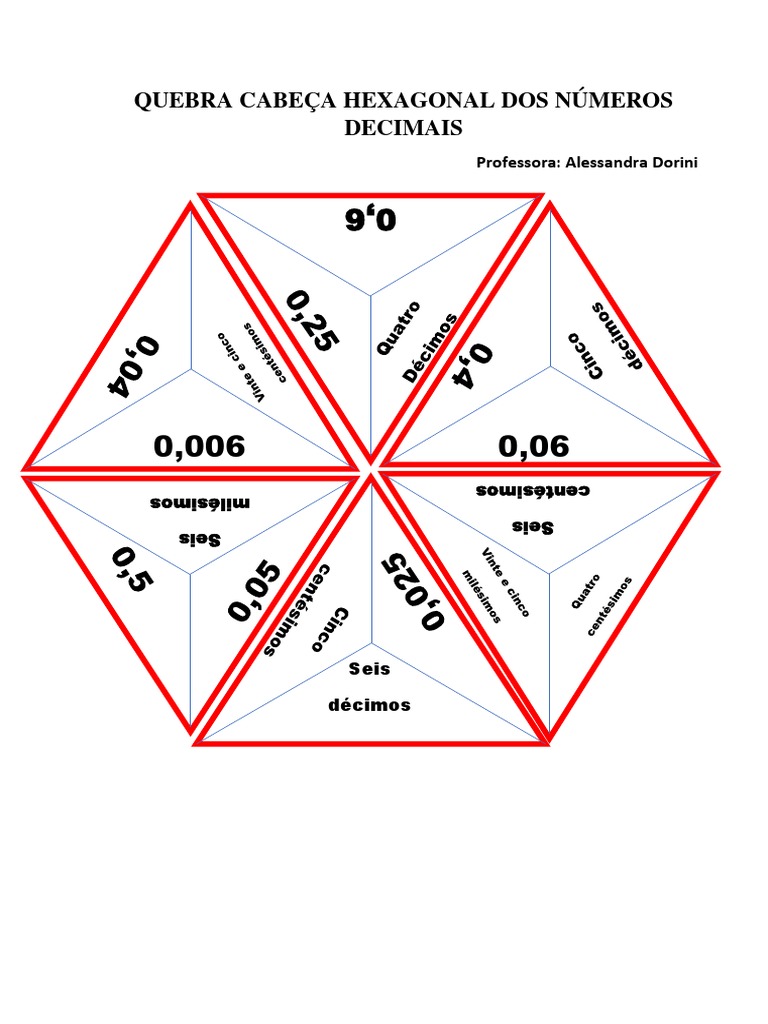 Quebra Cabeça Hexagonal Dos Números Decimais PDF