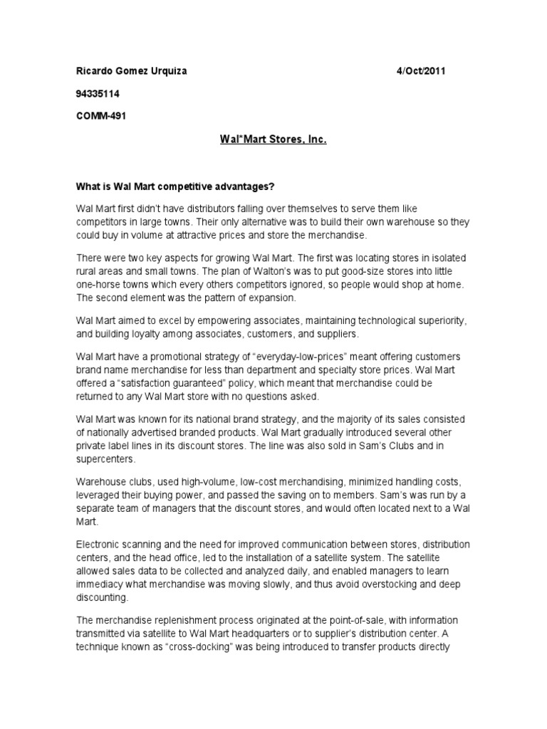 Wal Mart Case PDF Walmart Kmart