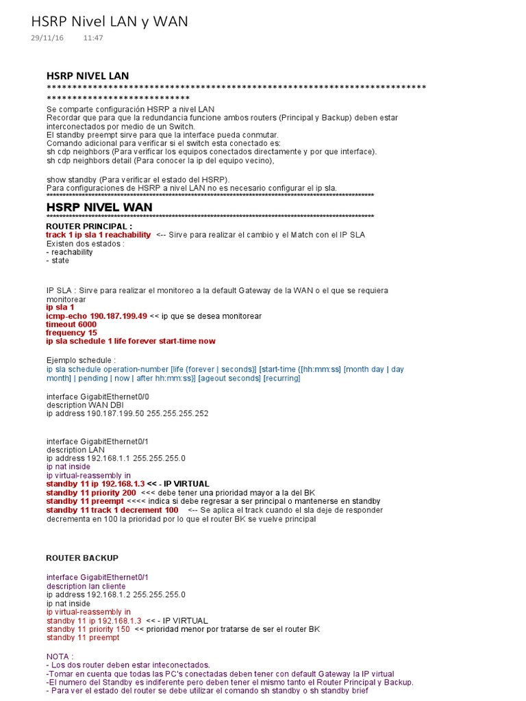 Comandos HSRP para LAN y WAN | PDF | Enrutador (Computación ...