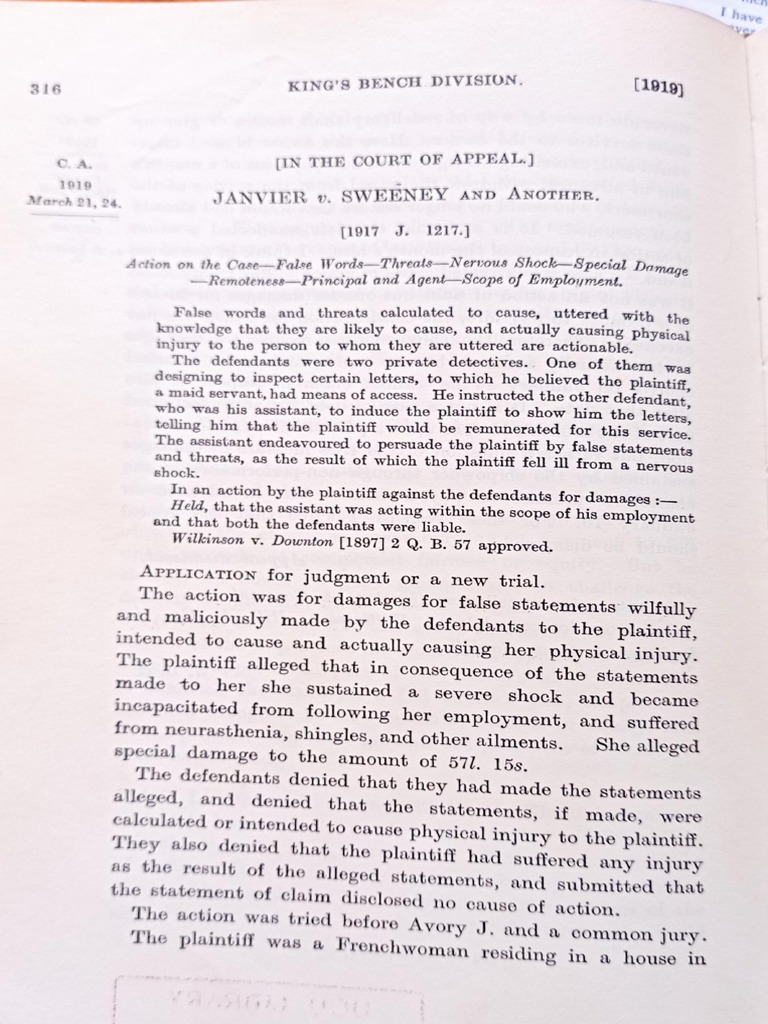 Jeniever V Sweency (1919) 2 KB316 | PDF