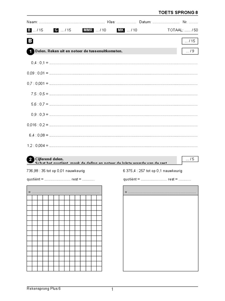 6L-Rekensprong Plus 6 Sprong 8 Toets Sprong 8 | PDF