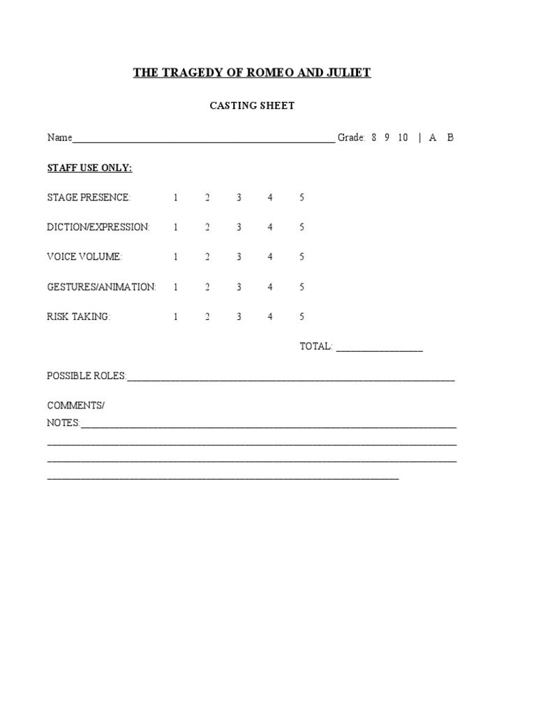 Casting Sheet PDF