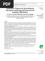 Heuristic Biases in Investment Decision-Making and Perceived Market Efficiency