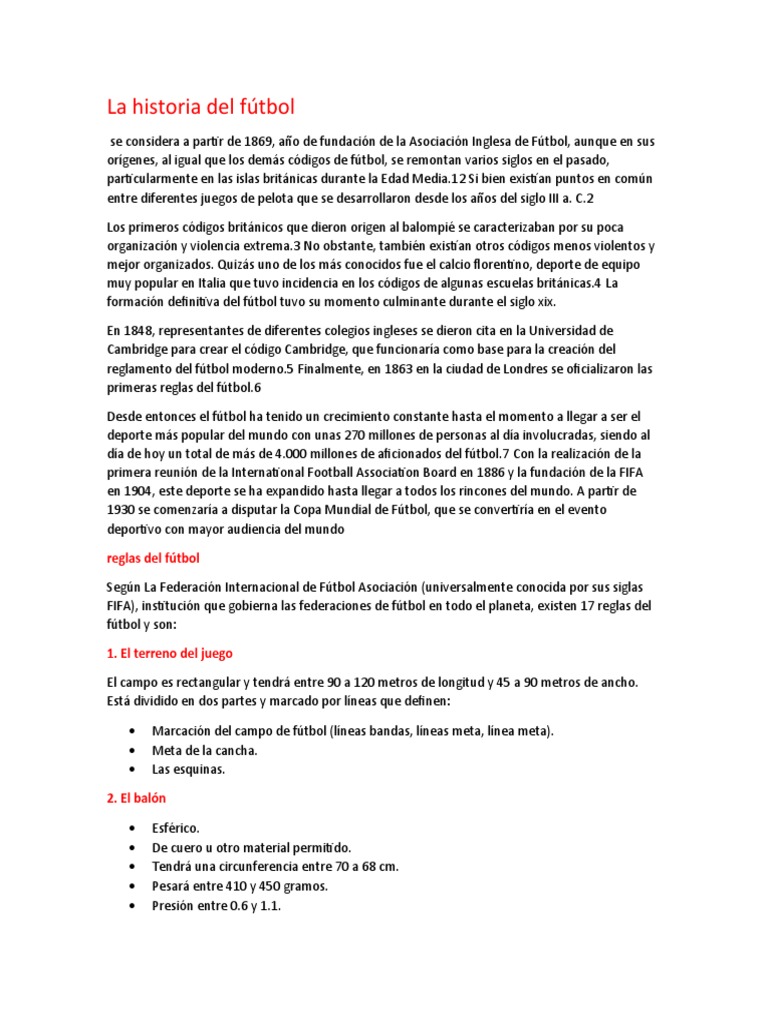 La Historia Del Fútbol | PDF | Asociación de Futbol | Deportes de equipo