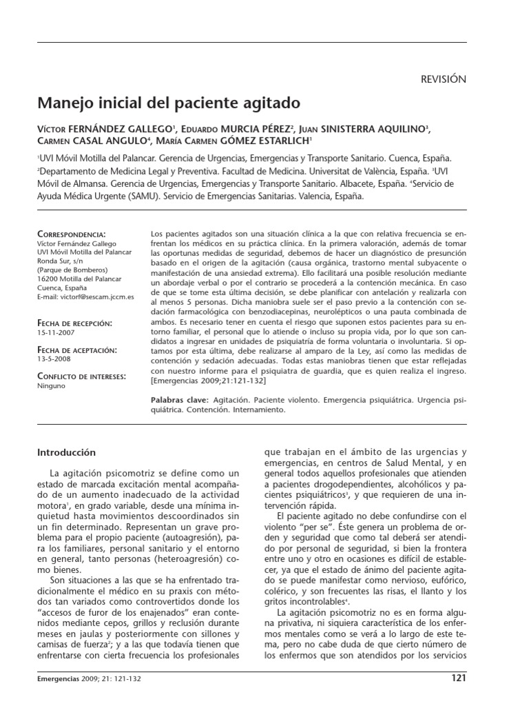 Manejo Inicial Del Paciente Agitado | PDF | Antipsicótico | Risperidona