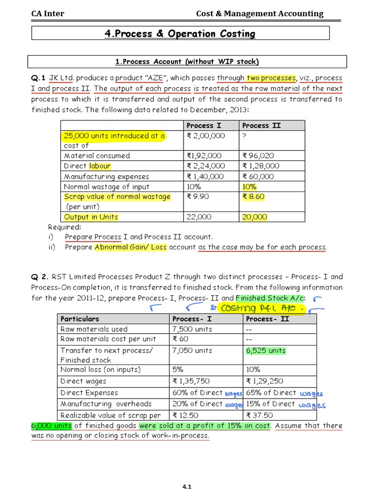 4 Process Costing PDF Cost Management Accounting
