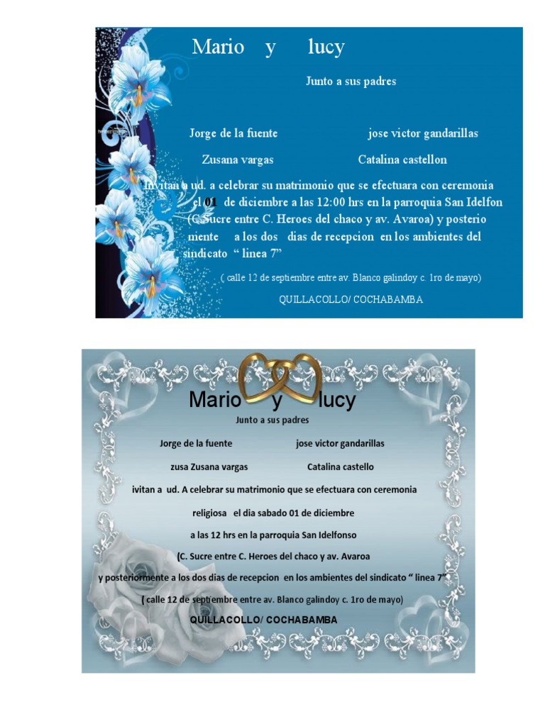 Invitación a la boda de Mario y Lucy | PDF, image size:768x1024