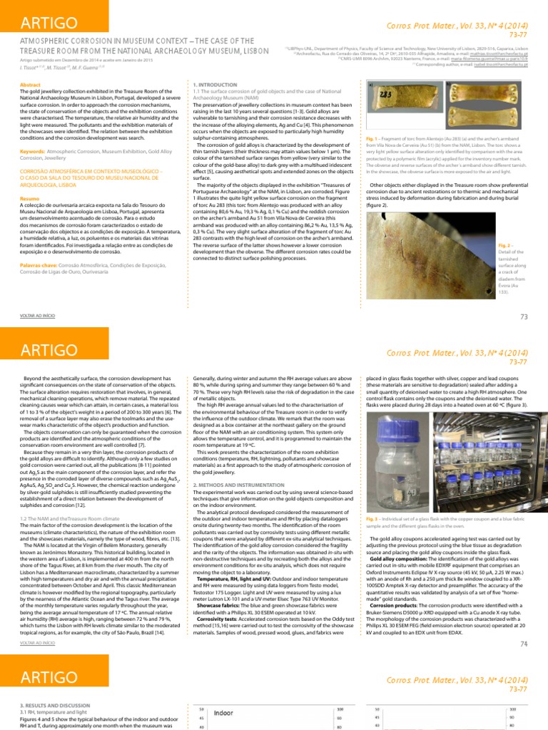 Atmospheric Corrosion in Museum Context PDF Corrosion Fluorescent