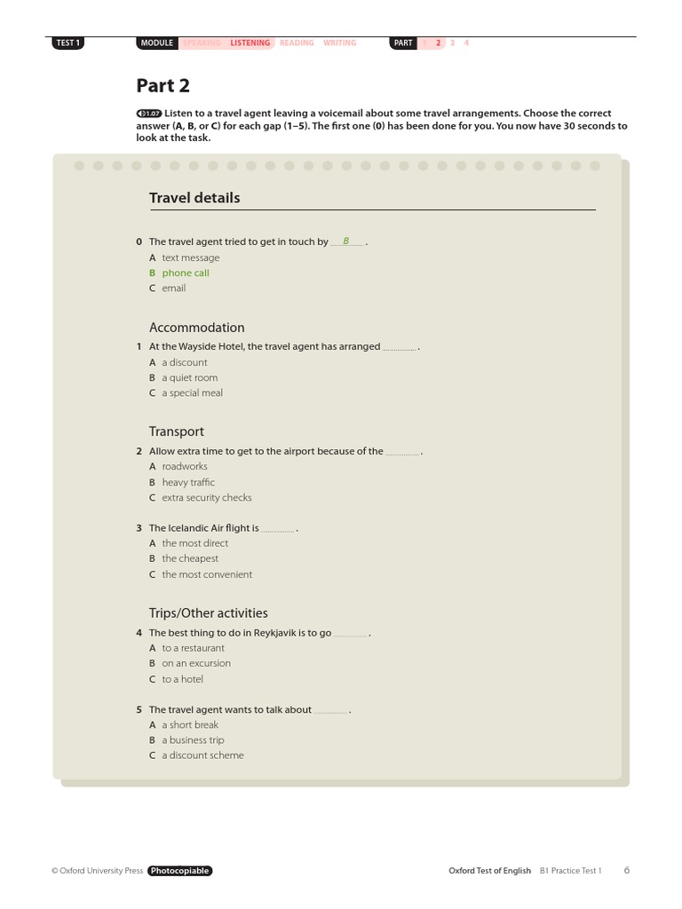 B1 Listening Part 2 Exam B1 1 Pdf