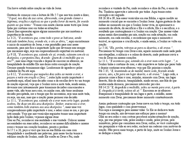 Lição 12 Orando Como Jesus Pdf Oração Jesus