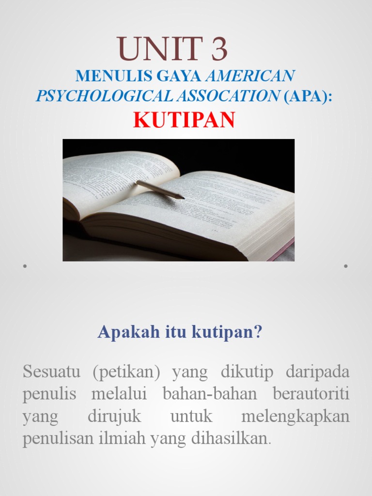Unit 3 Menulis Gaya Apa Bahagian 1 Kutipan 1 Pdf