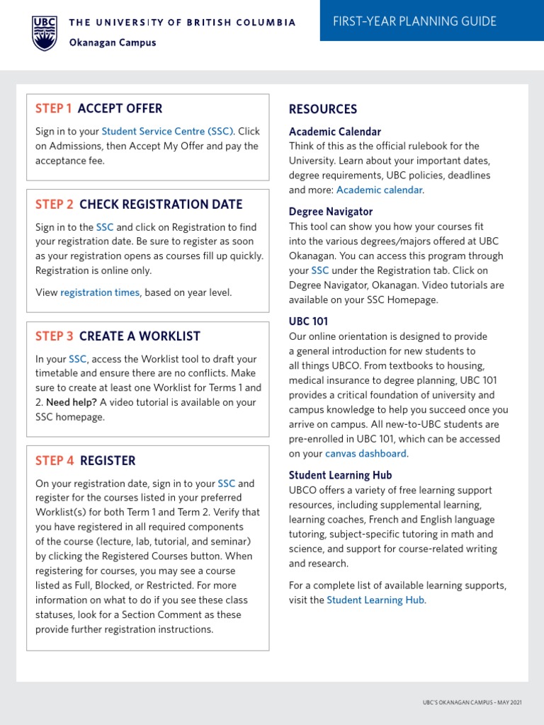 UBCO First-Year Nursing Registration Guide | PDF