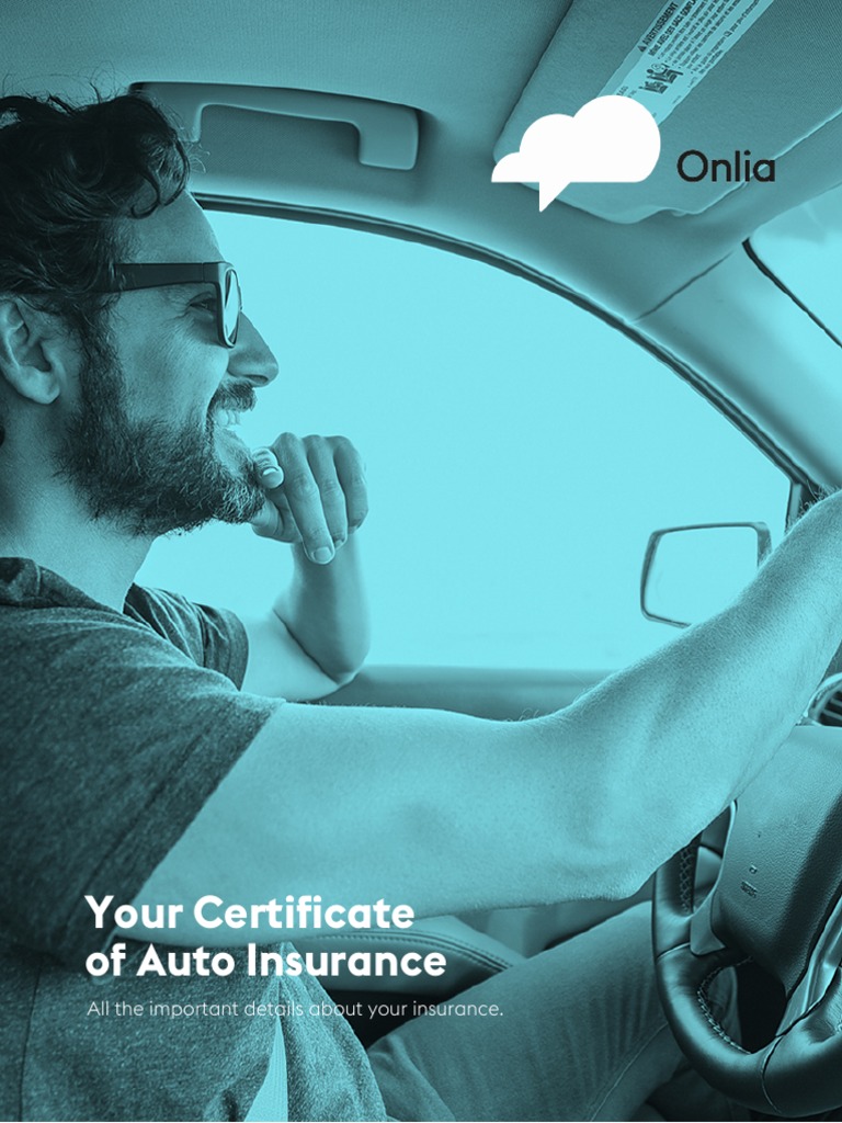 Onlia Auto Insurance Certificate | PDF | Insurance | Deductible