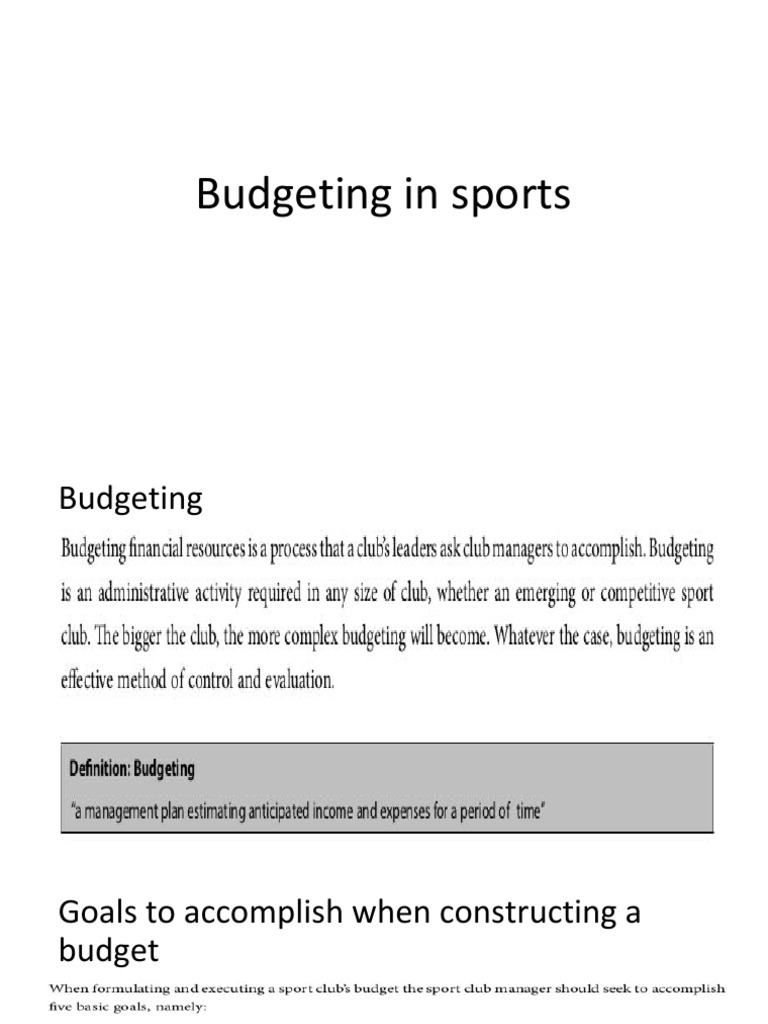 Budgeting in Sports PDF