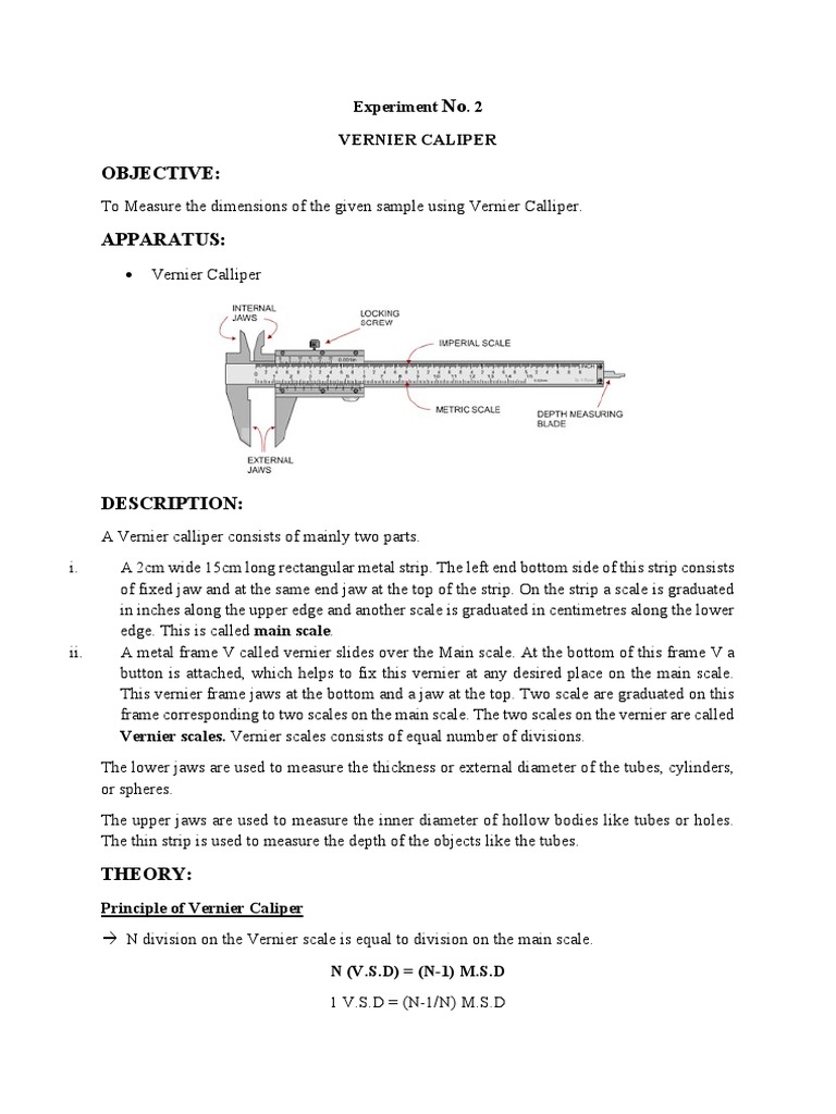 Vernier caliper practical theory discount