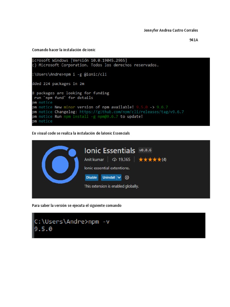 Instalación de Ionic en Visual Studio Code | PDF
