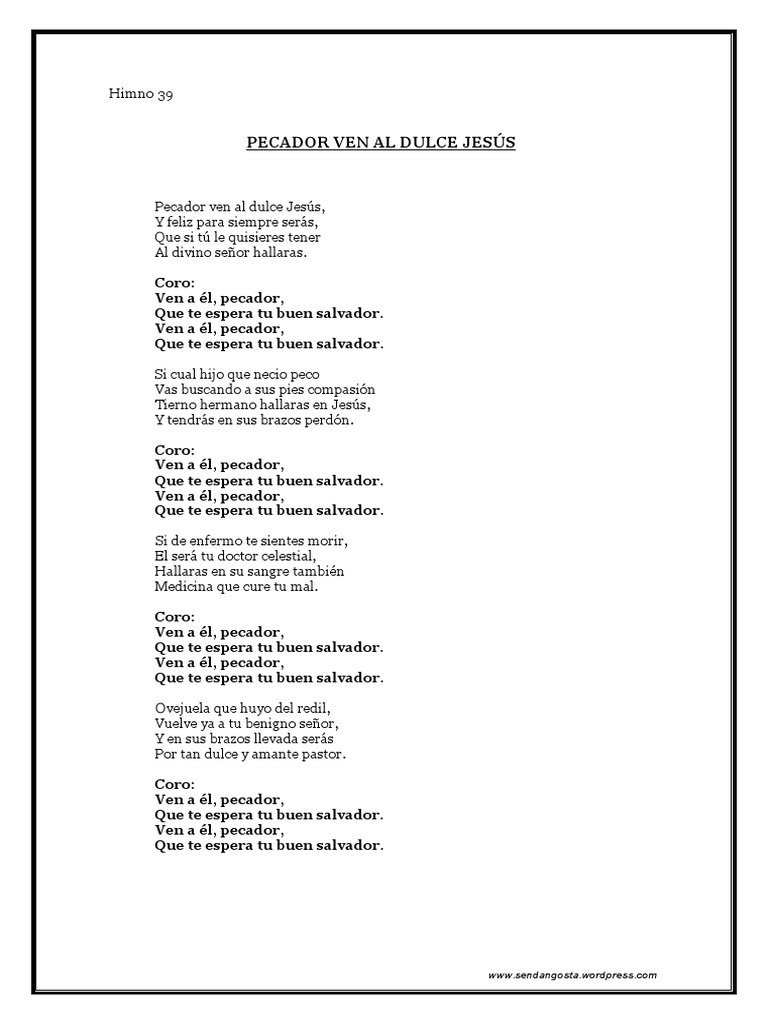 Himno 39: Pecador, Ven al Dulce Jesús | PDF | Derecho