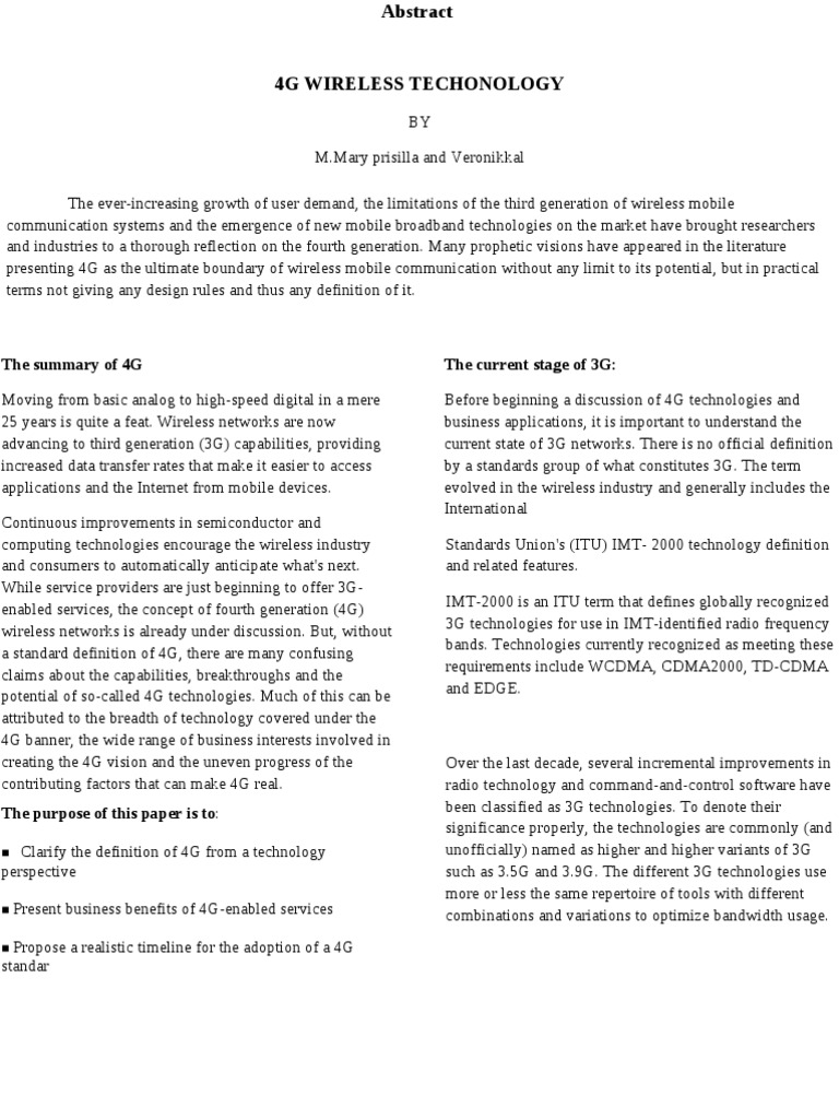 Understanding 4G Wireless Technology | PDF | 4 G | 3 G